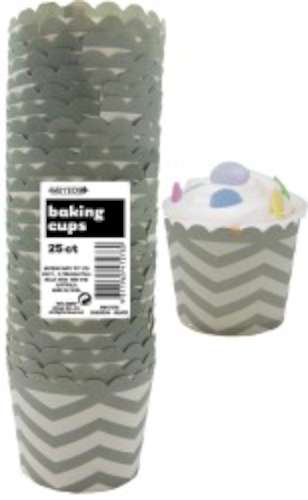 Baking Cups - Chevron Silver - Click Image to Close